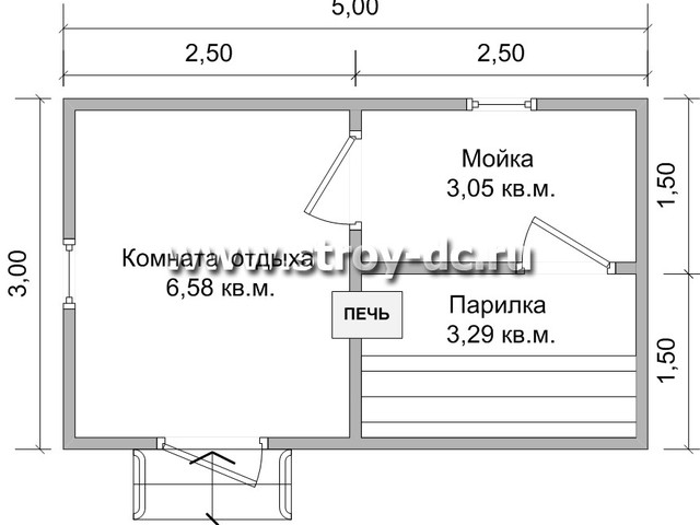 Проект бани Б1 – планировка проекта 1