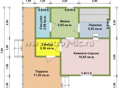 Проект бани Б11 – планировка проекта 1