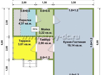 Проект бани Б12 – планировка проекта 1