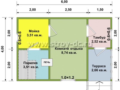 Проект бани Б13 – планировка проекта 1