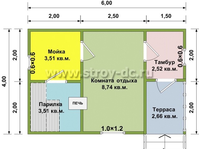 Проект бани Б13 – планировка проекта 1