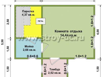 Проект бани Б16 – планировка проекта 1