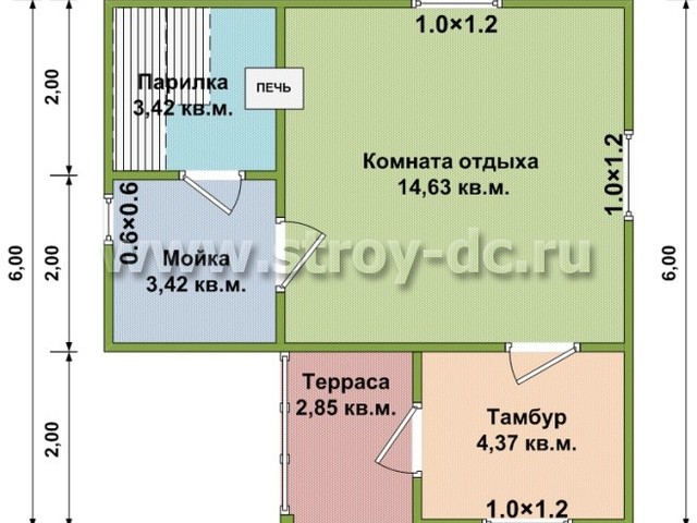 Проект бани Б17 – планировка проекта 1