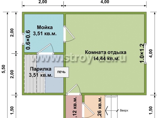 Проект бани Б18 – планировка проекта 1