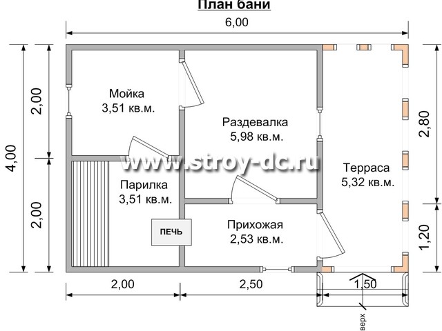 Проект бани Б6 – планировка проекта 1