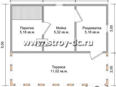 Проект бани Б7 – планировка проекта 1