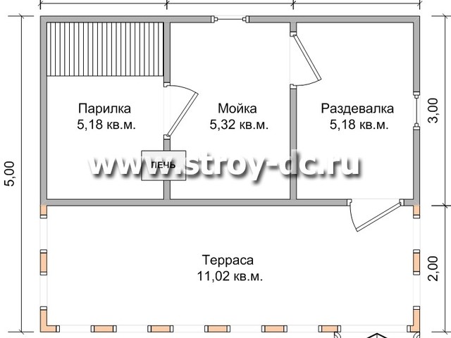 Проект бани Б7 – планировка проекта 1