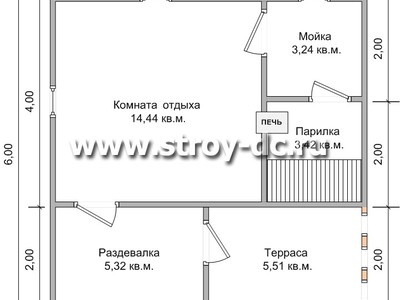 Проект бани Б9 – планировка проекта 1