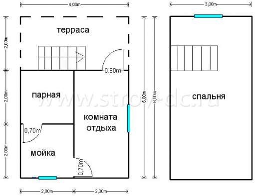 Готовая баня Б1 – планировка проекта 1