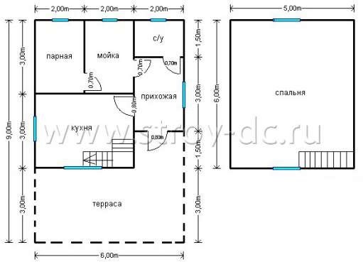 Готовая баня Б22 – планировка проекта 1