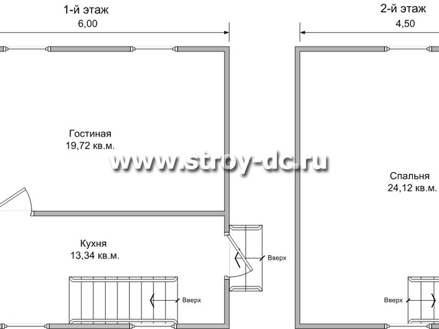 Дом из бруса, проект Д11, с мансардой, ломаной крышей и одной спальней, размером 6х6 метров, площадью 63 квадратных метра – планировка проекта 1