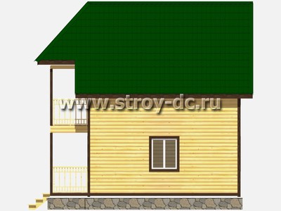 Каркасный дом, проект Д29, с мансардой, открытой террасой, балконом, полувальмовой крышей, крыльцом и двумя спальнями, размером 7х7,5 метров, площадью 84 квадратных метра - фото проекта 4