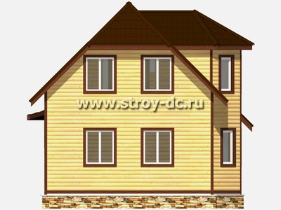 Каркасный дом, проект Д70, с мансардой, открытой террасой, эркером, полувальмовой крышей, крыльцом и четырьмя спальнями, размером 7х10 метров, площадью 105 квадратных метров - фото проекта 6