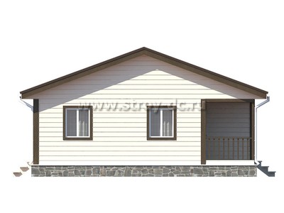 Каркасный дом, проект Д86, с террасой, двухскатной крышей, крыльцом и тремя спальнями, размером 9х12 метров, площадью 88,73 квадратных метров - фото проекта 2