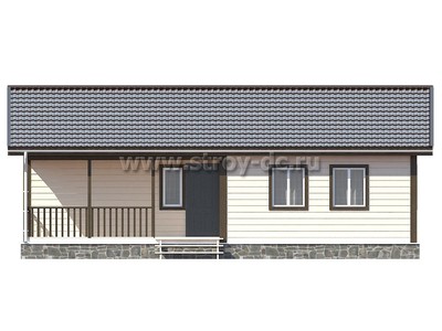 Каркасный дом, проект Д86, с террасой, двухскатной крышей, крыльцом и тремя спальнями, размером 9х12 метров, площадью 88,73 квадратных метров - фото проекта 3