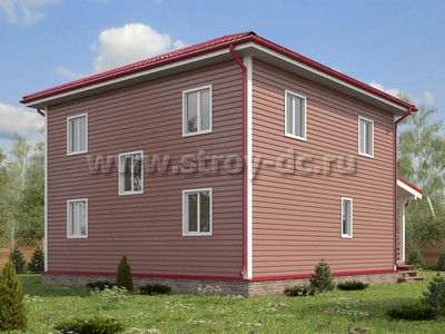 Каркасный дом, проект Д97, с террасой, многоскатной крышей и шестью спальнями, размером 9х11 метров, площадью 136,71 квадратных метров - фото проекта 2