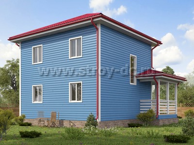 Каркасный дом, проект Д98, с террасой, многоскатной крышей и четырьмя спальнями, размером 7,5х8,5 метров, площадью 91,04 квадратный метр - фото проекта 3